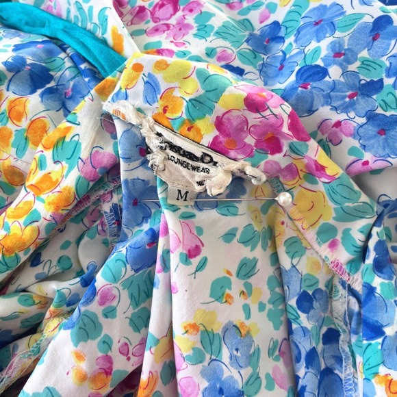 Vintage 80s Christian Dior Floral Belted Robe Cottagecore Coquettecore Aesthetic - Picture 8 of 8